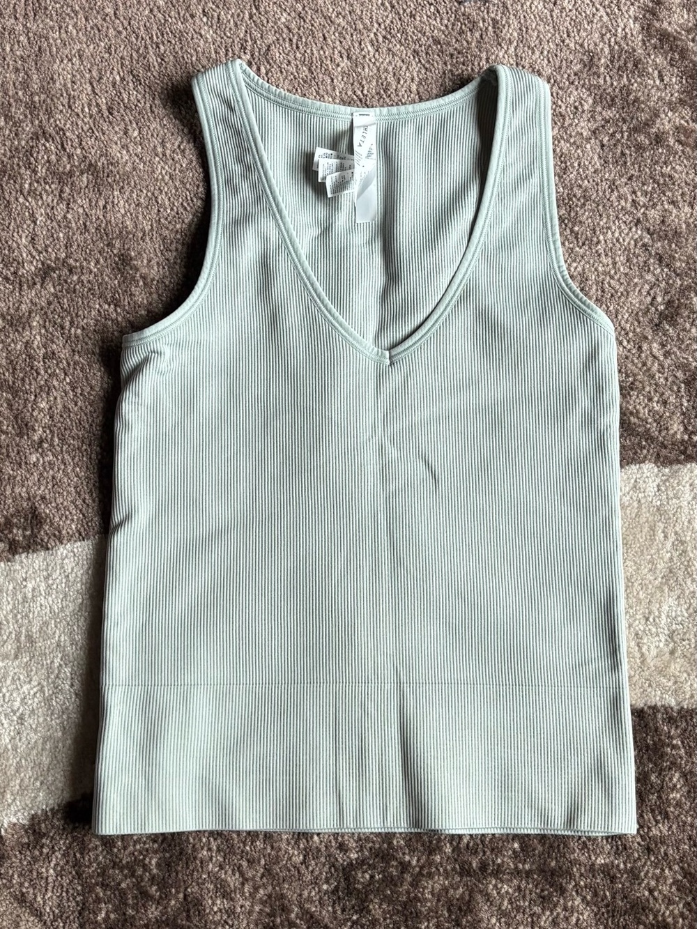 Athleta Ribbed V-Neck Tank Top - Sage Green